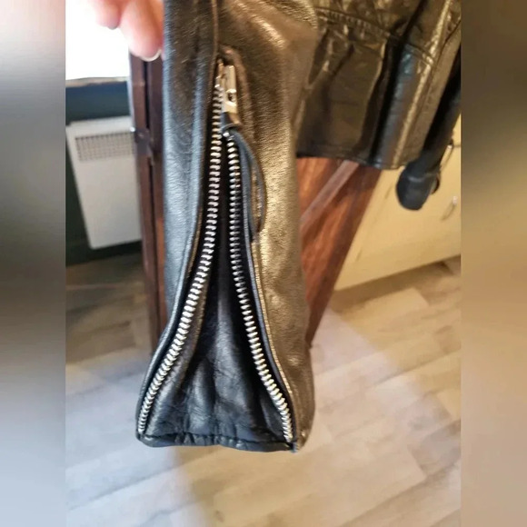 First Genuine Leather 90s Perfecto Jacket — Heavy Hide Metal Hardware True Biker - Picture 7 of 9